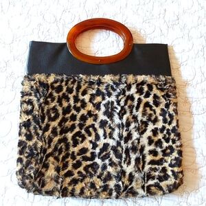 Y2K Foux Fur Leopard print Square hand Bag